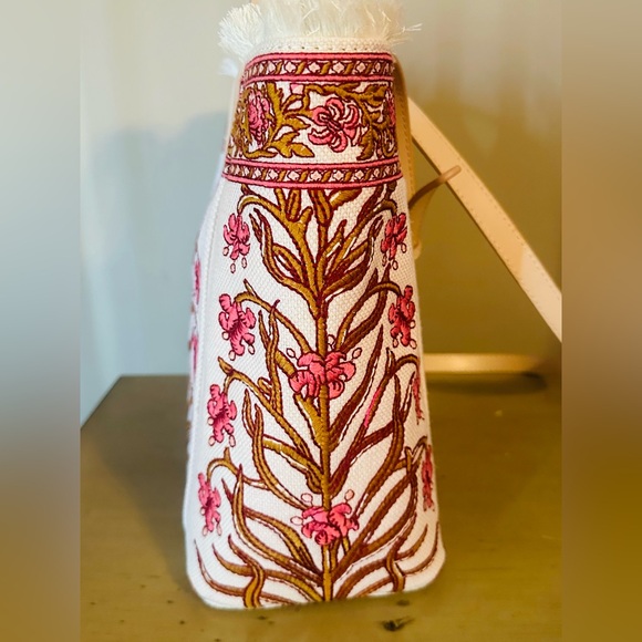 Authentic Spartina 449 Pepper Hall Woodblock Pink and Tan Embroidered Tote! NWT - Picture 5 of 11